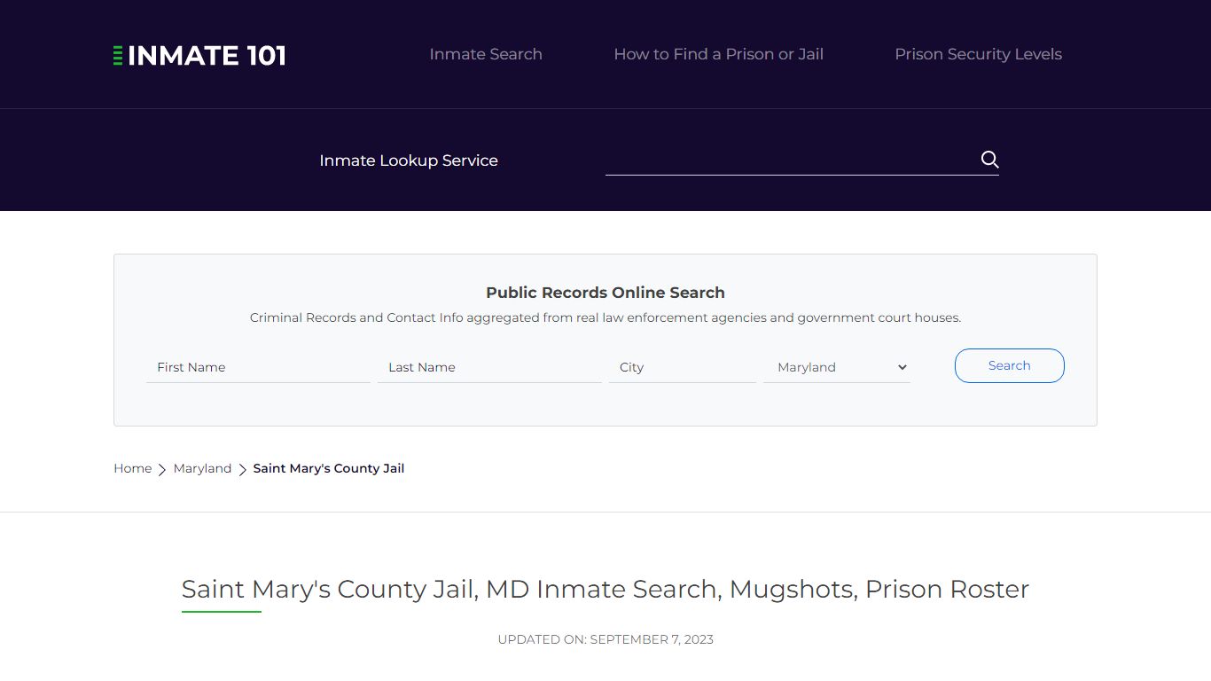 Saint Mary's County Jail, MD Inmate Search, Mugshots, Prison Roster