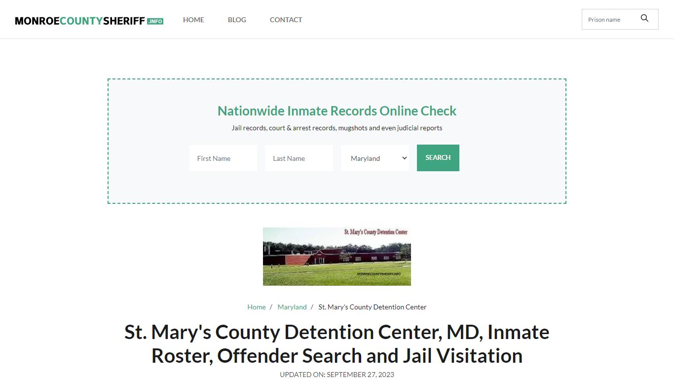 St. Mary's County Detention Center, MD, Inmate Roster, Offender Search ...